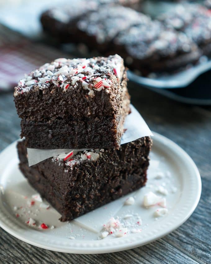 Peppermint Mocha Brownies Stacked