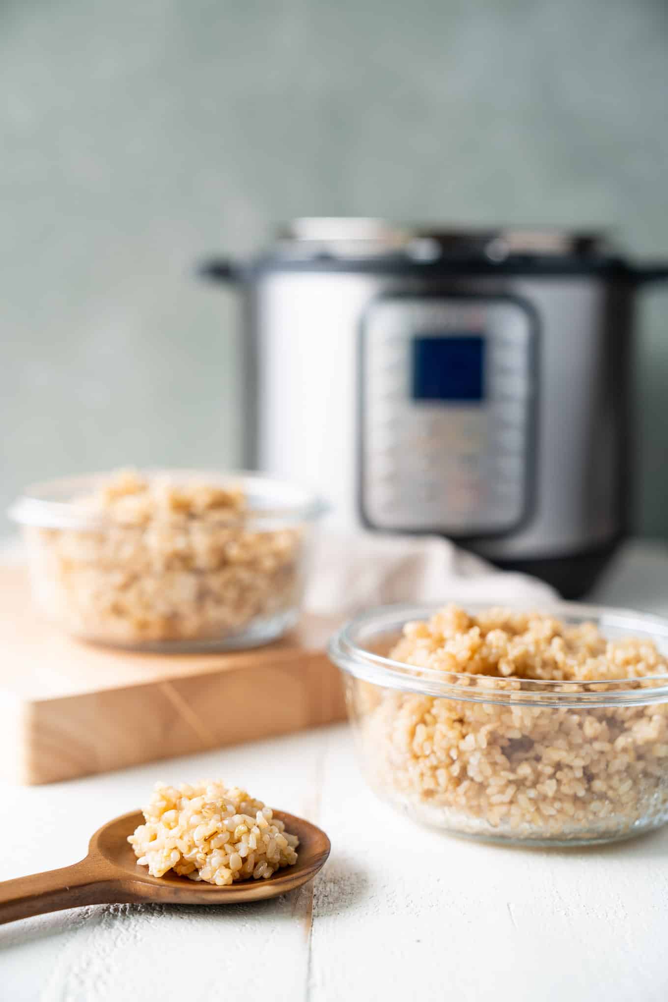 Instant Pot Brown Rice in Meal Prep Containers